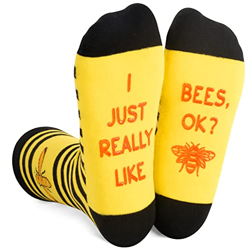 Funny Saying Bee Gifts for Women,Just A Girl Who Loves Bees,Novelty Bee Print Socks