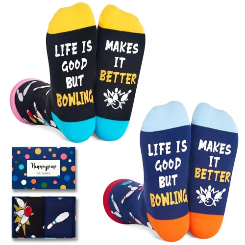 HAPPYPOP Funny Bowling Socks Men Sports socks for men, Novelty Bowling  Gifts for men Goofy socks Bowling Socks in 2 Pack 
