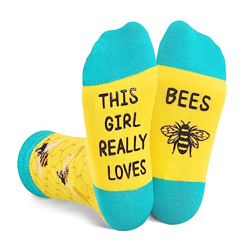 Funny Saying Bee Gifts for Women,Just A Girl Who Loves Bees,Novelty Bee Print Socks