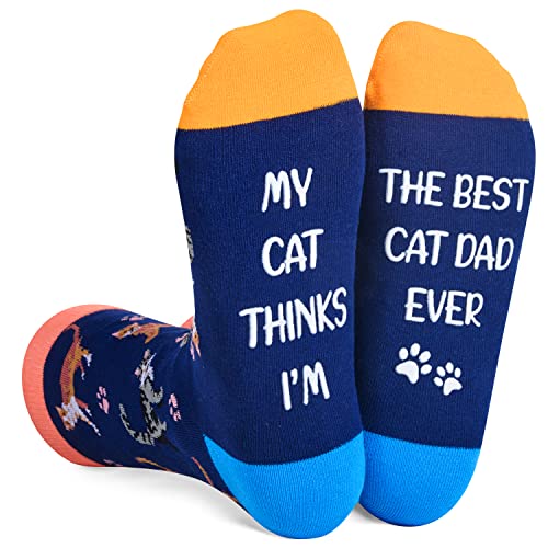 Funny Dog Gifts Dog Dad Gifts for Men Dog Lover Gifts, Novelty Silly Fun Crazy Cat Socks for Men Husband Him