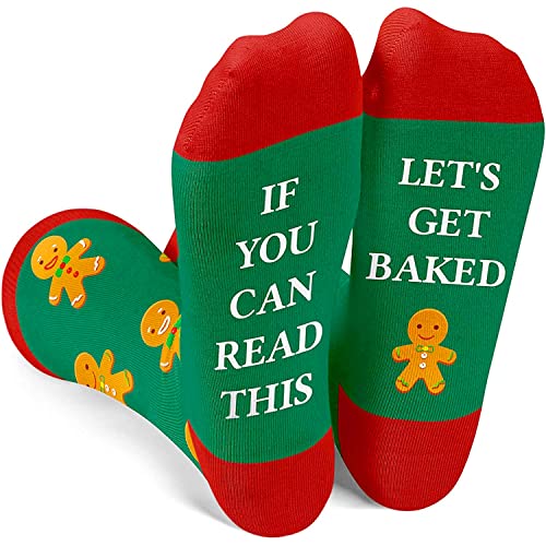 Christmas Elf Socks, Holiday Striped Crew Socks for Men and Women (Unisex, 2 Pairs)