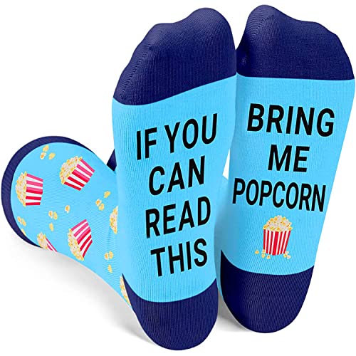 Funny Popcorn Socks for Women Who Love Popcorn, Novelty Popcorn Gifts, Women's Gag Gifts, Gifts for Popcorn lovers, Funny Sayings If You Can Read This