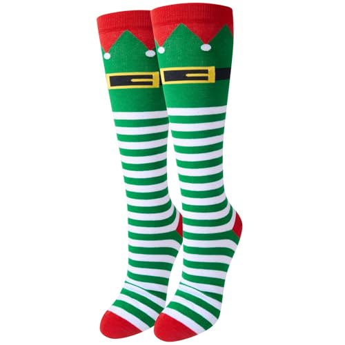 Novelty ELF Unisex Adult's Green Knee High Socks Gifts – Happypop