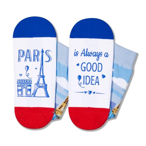 Paris Gifts Frenchie French France Travel Gifts for Women Men, Paris Frenchie France Socks Travel Socks