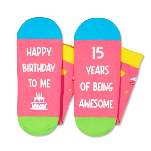 15th Birthday Gifts for 15 Year Old Teen Girls Boys, 15 Year Old Girl Boy Gift Ideas, Quinceanera Gifts, Happy Birthday Socks