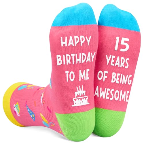 15th Birthday Gifts for 15 Year Old Teen Girls Boys, 15 Year Old Girl Boy Gift Ideas, Quinceanera Gifts, Happy Birthday Socks