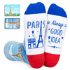 Paris Gifts Frenchie French France Travel Gifts for Women Men, Paris Frenchie France Socks Travel Socks