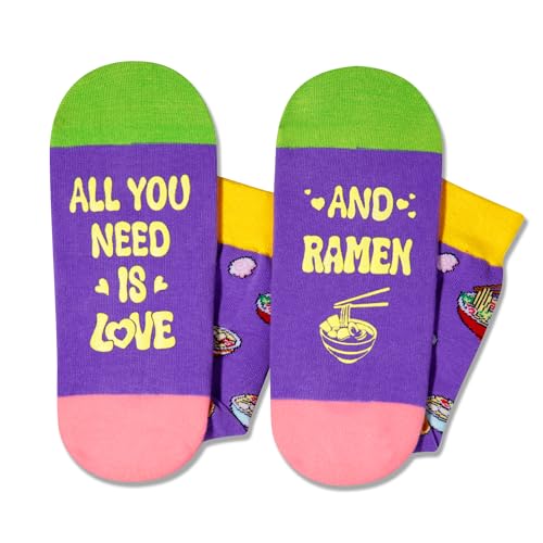 Unisex Ramen Socks, Funny Ramen Gifts for Men Women, Crazy Noodle Socks, Gifts for Ramen Lovers