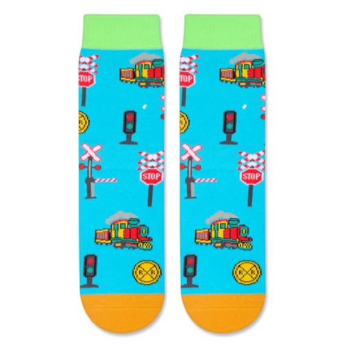 Train Gifts For Boys Kids Train Enthusiasts Lovers, Collector Gifts Railroad Gifts, Funny Train Railroad Socks For Boys Kids Stocking Stuffers