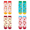 Funny Socks for Teen Girls Cotton Crew Socks, Cute Fruit Socks Strawberry Pineapple Cherry Peach 4 Pack 7-9 Years