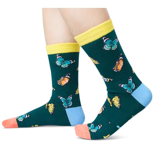 Unisex Funny Novelty Crazy Socks for Men Women Teens, Animal Lover Gifts Butterfly Socks