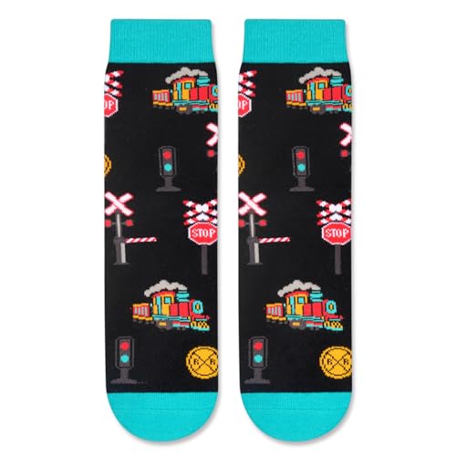 Train Gifts For Boys Kids Train Enthusiasts Lovers, Train Collector Gifts Railroad Gifts, Funny Train Railroad Socks For Boys Kids Stocking Stuffers