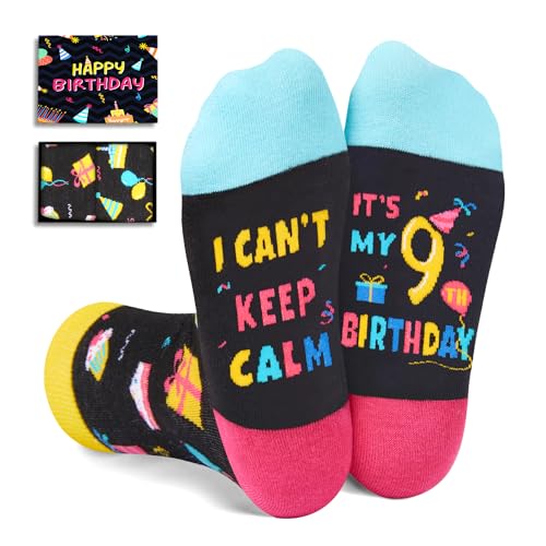 9 Nine Year Old Gifts, Socks for 9 Year Old Boy Girl, 9th Birthday Presents for 9 Year Olds, Boys Girls Age 9 Gift Ideas