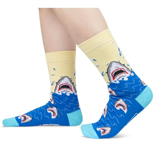 Funny Shark Socks Crazy Shark Gifts for Women Men, Shark Gifts for Shark Lovers Animal Socks Ocean Gifts Teens Boys Girls