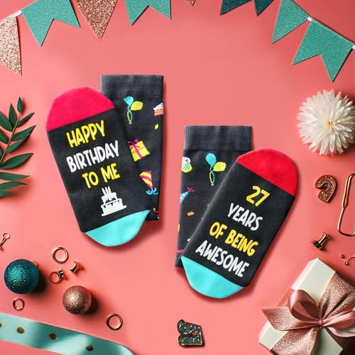 27th Birthday Gifts for 27 Year Old Woman Man, Best Gifts for 27 Year Old Male Female, Birthday Socks