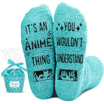 Anime Gifts for Anime Lovers Women Teen Girls, Fuzzy Anime Socks Anime Stuff Anime Merch Green