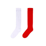 Slouch Socks for Women Girls - Scrunch Socks for Women Pack, Long High Tube High Socks White Red 2 Pairs