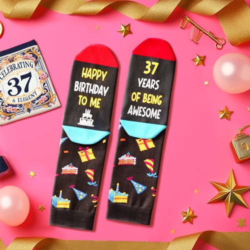 37th Birthday Gifts for Men Women, 37 Year Old Gifts, Socks for Him Her Male Female, Best Gifts for 37 Year Old Man Woman