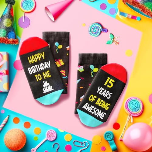 15th Birthday Gifts for 15 Year Old Teen Boys Girls, Quinceanera Gifts, 15 Year Old Boy Girl Gift Ideas, Happy Birthday Socks