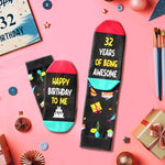 32nd Birthday Gifts for Men Women, 32 Year Old Gifts, Socks for Him Her Male Female, Best Gifts for 32 Year Old Man Woman