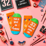 32nd Birthday Gifts for Women Men, Best Gifts for 32 Year Old Woman Man, 32 Year Old Gifts, Socks for Her Him Female Male