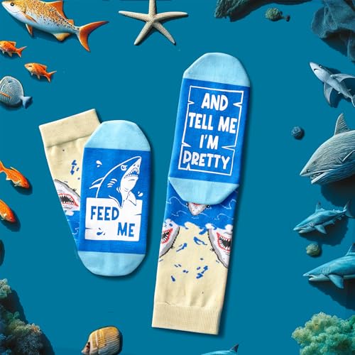 Funny Shark Socks Crazy Shark Gifts for Women Men, Shark Gifts for Shark Lovers Animal Socks Ocean Gifts Teens Boys Girls