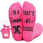 Gemini Gifts Zodiac Birthday Astrology Constellation Horoscope Gifts for Women Teen Girls, Gemini Birthday Gifts Fuzzy Space Galaxy Socks