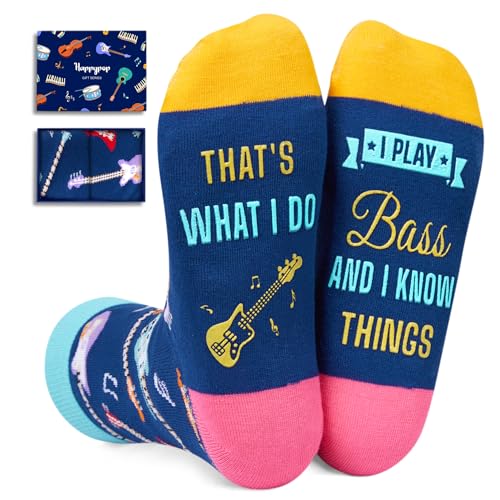 Bass Guitar Gifts For Men Women, Cool Gifts For Guitar Players, Guitar Gifts For Men Unique, Guitarist Gifts Guitar Socks For Men 9-12