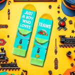 Train Gifts For Boys Kids Train Enthusiasts Lovers, Collector Gifts Railroad Gifts, Funny Train Railroad Socks For Boys Kids Stocking Stuffers