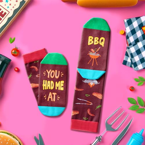 Unisex BBQ Socks Steak Meat Socks, Steak Gifts Meat Grill Master Gifts for Men Women