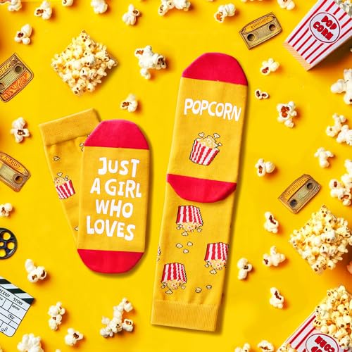 Funny Popcorn Gift Movie Night Gift For Women, Popcorn Socks Corn Movie Socks