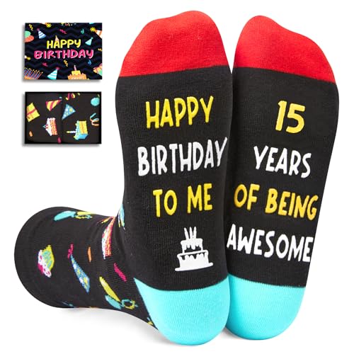 15th Birthday Gifts for 15 Year Old Teen Boys Girls, Quinceanera Gifts, 15 Year Old Boy Girl Gift Ideas, Happy Birthday Socks