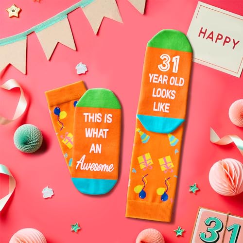 31st Birthday Gifts for Women Men, Best Gifts for 31 Year Old Woman Man, 31 Year Old Gifts, Socks for Her Him Female Male