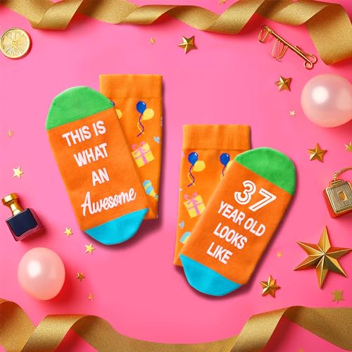 37th Birthday Gifts for Women Men, Best Gifts for 37 Year Old Woman Man, 37 Year Old Gifts, Socks for Her Him Female Male