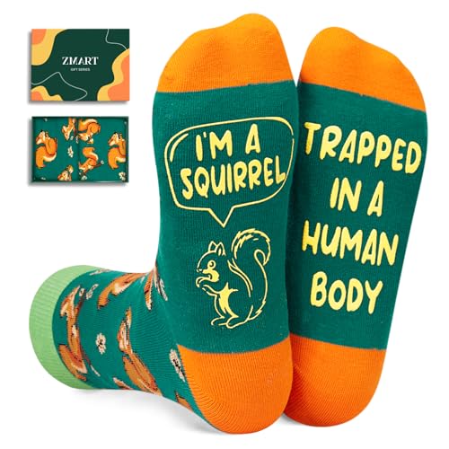 Funny Squirrel Gifts for Squirrel Lovers, Fun Squirrel Socks for Women Men Mom Dad Him Her Stocking Stuffers