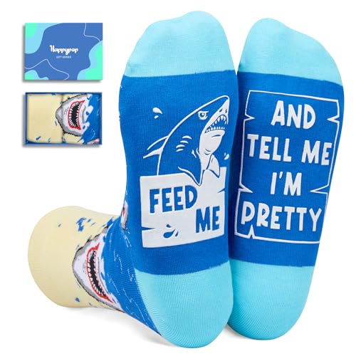 Funny Shark Socks Crazy Shark Gifts for Women Men, Shark Gifts for Shark Lovers Animal Socks Ocean Gifts Teens Boys Girls