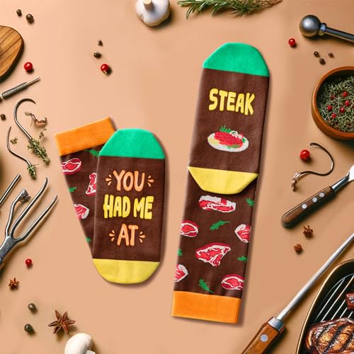 Unisex Steak Socks Meat Socks, Meat Gifts for Men Women, Steak Gifts Gifts for Steak Lovers