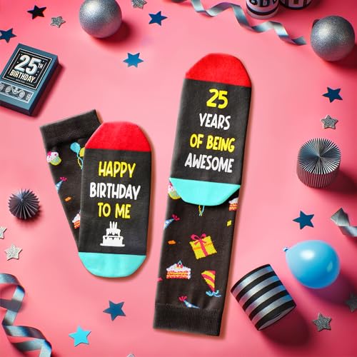 25th Birthday Gifts for 25 Year Old Woman Man, Best Gifts for 25 Year Old Male Female, Birthday Socks