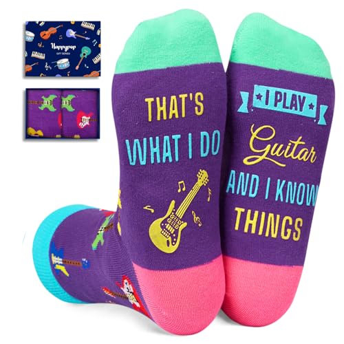 Cool Guitar Gifts for Men Unique, Funny Socks Guitar Lovers Gifts, Heavy Metal Gifts Music Gifts for Bass Guitar Players Teachers