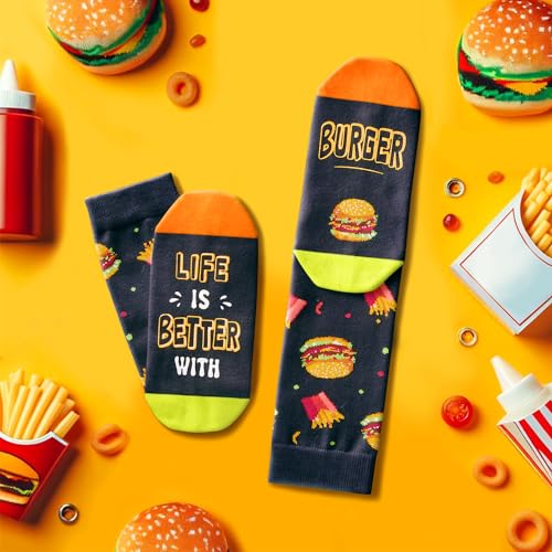 Burger Socks Hamburger Cheeseburger Socks, Food Lover Gifts, Life Is Better With Burgers