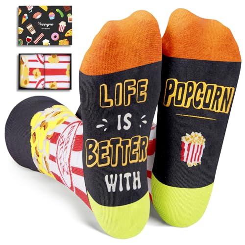 Popcorn Socks Corn Movie Socks Men Women, Popcorn Gift Movie Lovers Gift Ideas, Movie Night