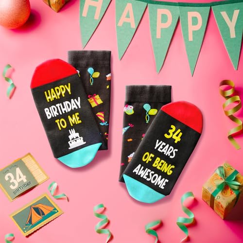 34th Birthday Gifts for Men Women, 34 Year Old Gifts, Socks for Him Her Male Female, Best Gifts for 34 Year Old Man Woman