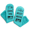 Anime Gifts for Anime Lovers Women Teen Girls, Fuzzy Anime Socks Anime Stuff Anime Merch Green