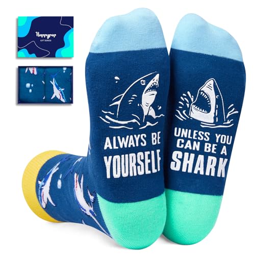 Funny Shark Socks Crazy Shark Gifts for Women Men, Shark Gifts for Shark Lovers Marine Socks Ocean Gifts Teens Boys Girls