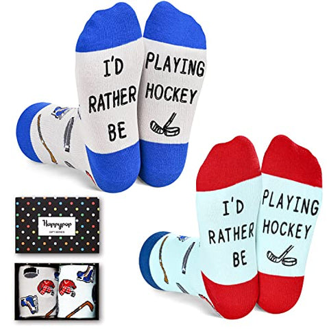 Funny Hockey Gifts for Hockey lovers, Women Men Hockey Socks, Cute Ball Sports Socks for Sports lovers, Unisex Hockey Socks for Men Women Hockey Gifts