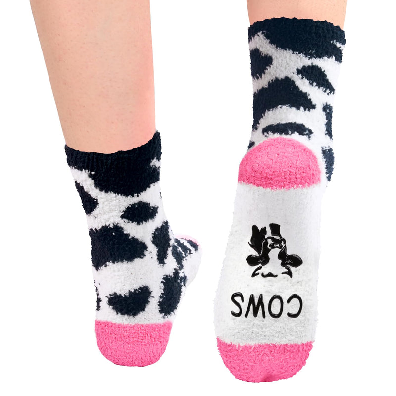 Funny Cow Print Gifts Cow Gifts for Cow Lovers Women, Cow Print Stuff Cow Socks Girls Fuzzy