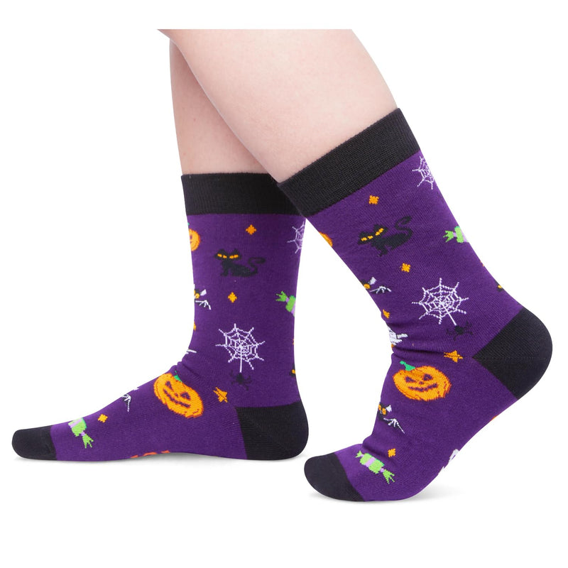 Halloween Socks Spooky Gifts For Boys Girls; Fun Halloween Pumpkin Gifts for Kids 10-12 Years Old, 2 Pack