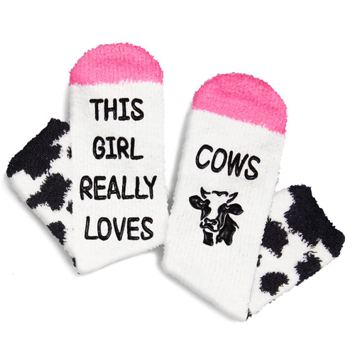 Funny Cow Print Gifts Cow Gifts for Cow Lovers Women, Cow Print Stuff Cow Socks Girls Fuzzy