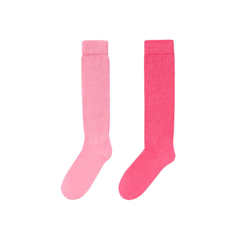 Slouch Socks for Women Girls - Scrunch Socks for Women Pack, Long High Tube High Socks Pink Hot Pink 2 Pairs