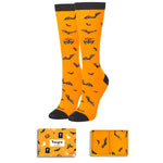 Halloween Gifts for Kids - Orange Halloween Knee High Socks for 10-12 Years Boys Girls, Bat Socks for Preteen